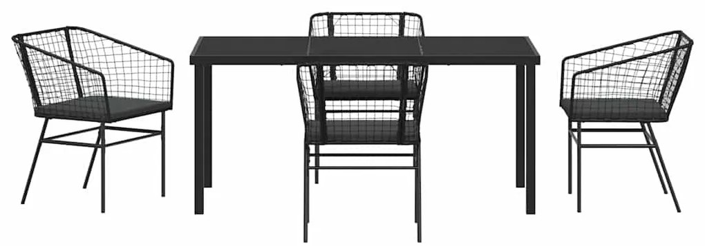 vidaXL Σέτ φαγητού για κήπο 5 pcs Μαύρο συνθετικό ρατάν