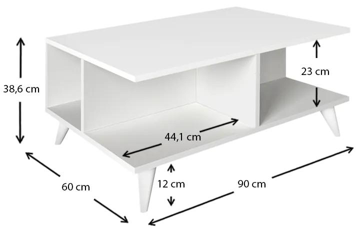 Τραπεζάκι σαλονιού Sedra Megapap από μελαμίνη χρώμα λευκό 90x60x38,6εκ.