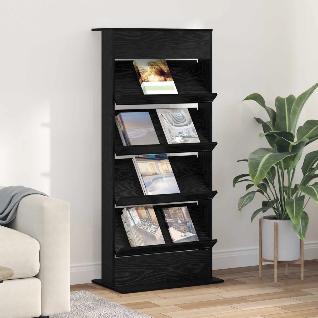 vidaXL Ράφι Περιοδικών Μαύρη Οξυά 70 x 41 x 156 εκ. Επεξεργασμένο ξύλο