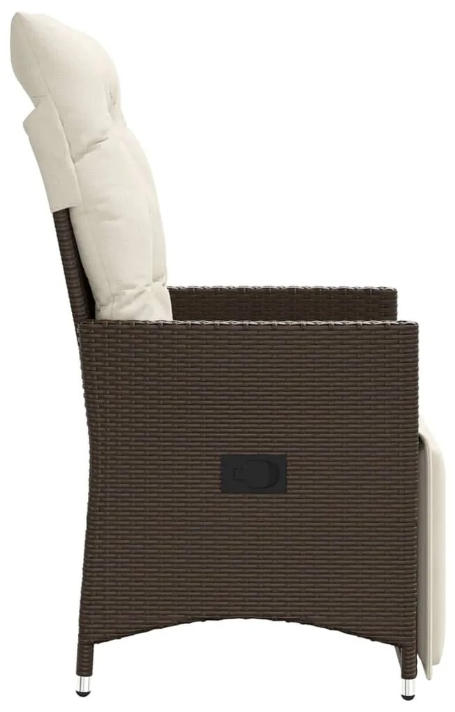 vidaXL Καρέκλα Κήπου Ανακλ/νη Καφέ Συνθ. Ρατάν + Μαξιλάρια