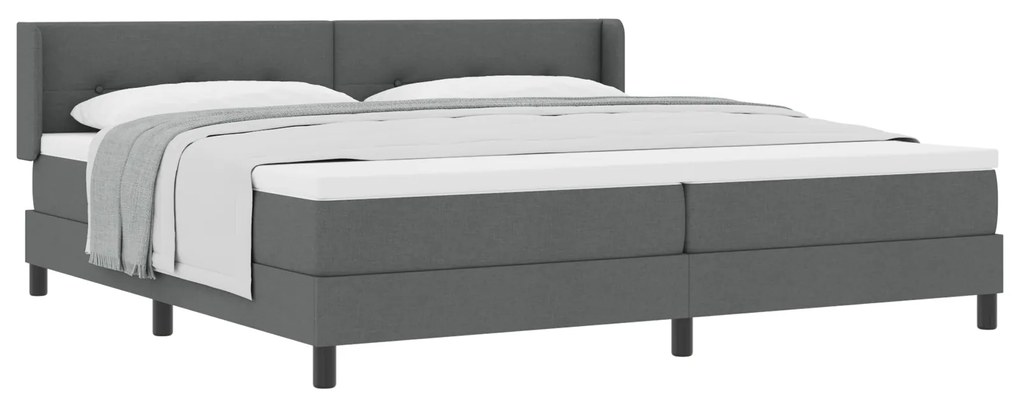 vidaXL Κρεβάτι Box Spring Σκούρο Γκρι με Στρώμα, 200x200 εκ, Ύφασμα