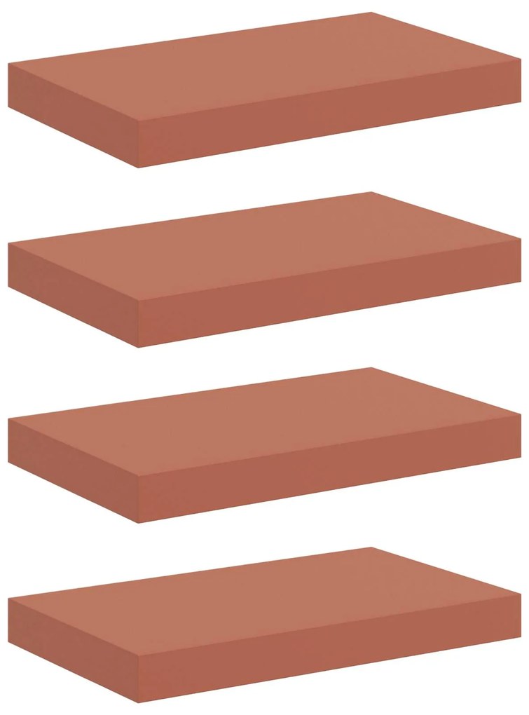 vidaXL Ράφι Τοίχου 4 pcs Κόκκινο 40 x 23,5 x 4 εκ Επεξεργασμένο ξύλο