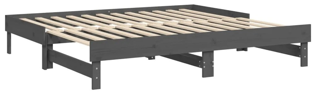 vidaXL Καναπές Κρεβάτι Συρόμενος Γκρι 2x(90x190) εκ. Μασίφ Ξύλο Πεύκου