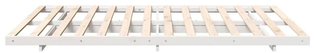 vidaXL Κρεβάτι δαπέδου Λευκό 140 x 220 cm Μασίφ ξύλο πεύκου