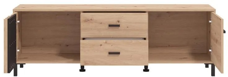 Έπιπλο Τηλεόρασης Laval 157 3K2F2V Artisan Oak - Μαύρο 157x40x52 εκ. 157x40x52 εκ.