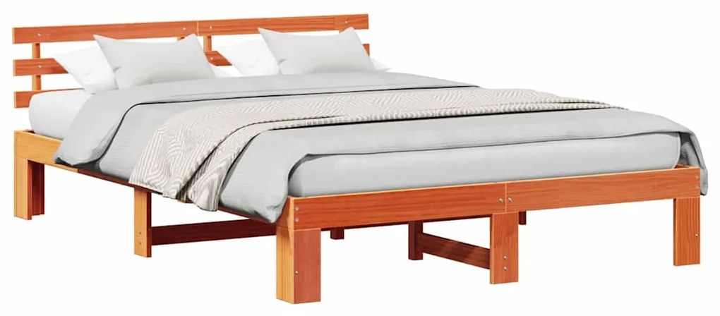 vidaXL Σκελετός Κρεβατιού Καφέ 140 x 200 cm Μασίφ ξύλο πεύκου