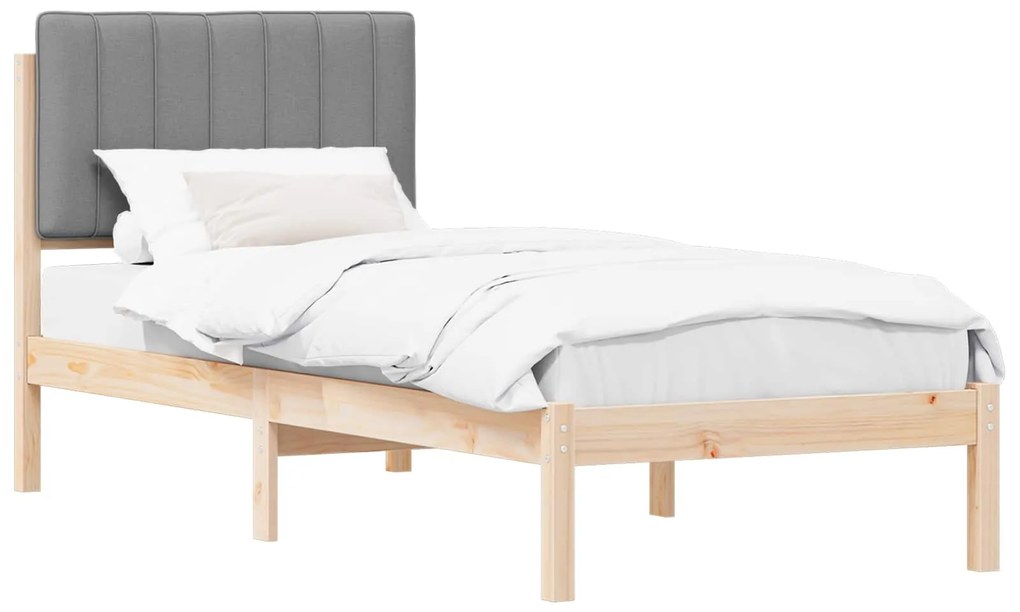 vidaXL Σκελετός Κρεβατιού με Επενδεδυμένο Κεφαλάρι Ανοιχτό γκρι