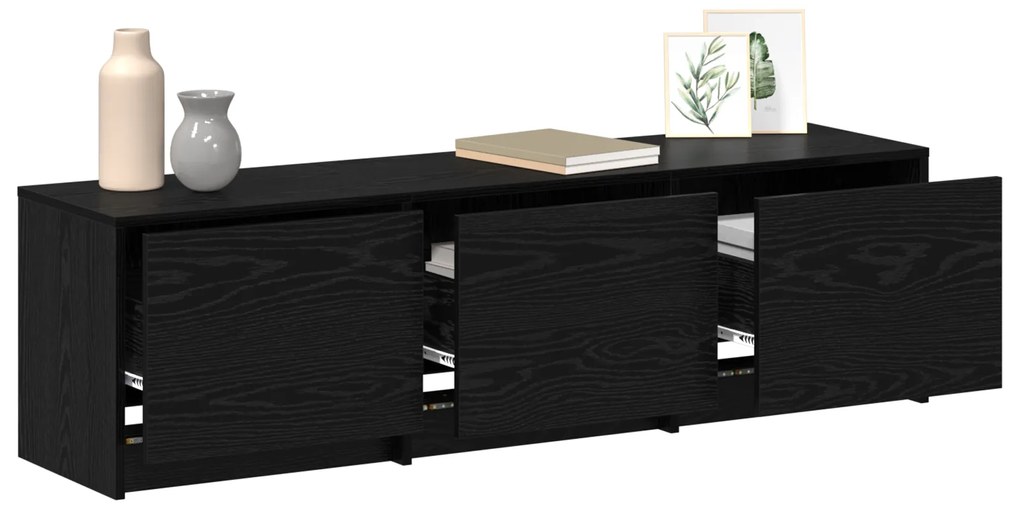 vidaXL TV Cabinet με LED Μαύρη Βελανιδιά 140x34x40 cm Επεξεργασμένο Ξύλο