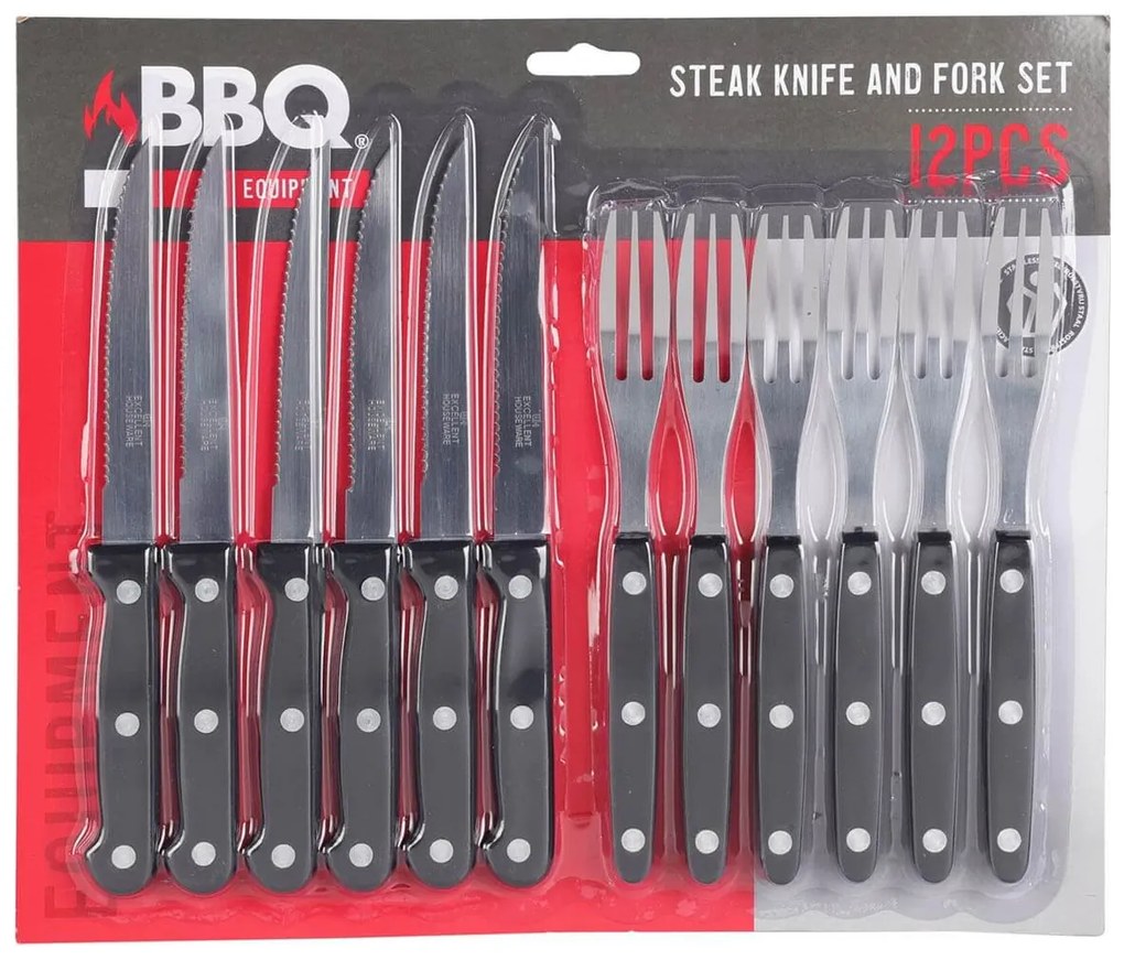 Σετ Μαχαιροπίρουνα μπριζόλας BBQ - 12 τεμάχια