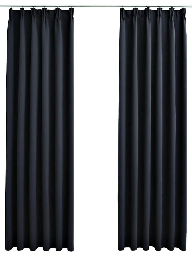 vidaXL Κουρτίνες Συσκότισης με Γάντζους 2 τεμ. Ανθρακί 140 x 225 εκ.