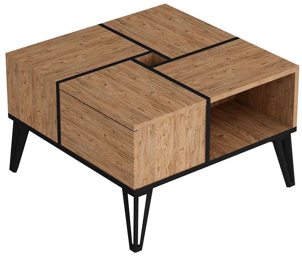 Τραπέζι Σαλονιού Nirvana 505CRL1412 71,8x71,8x43,8cm Pine-Black