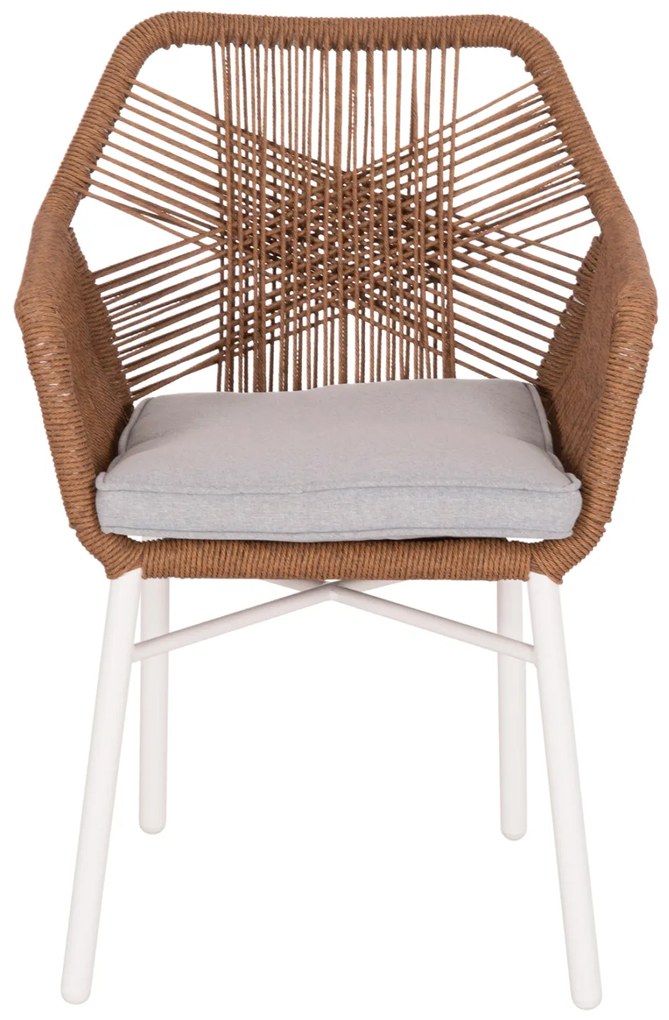 ΠΟΛΥΘΡΟΝΑ TOPIN HM6048.11 ΑΛΟΥΜΙΝΙΟ ΛΕΥΚΟ-P.E. RATTAN ΜΠΕΖ 59x63x81Υεκ