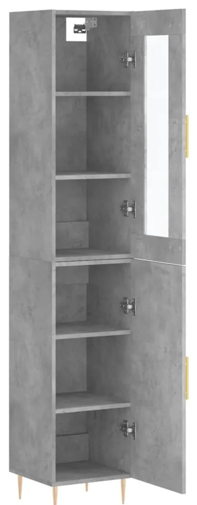 vidaXL Ντουλάπι Γκρι Σκυροδέματος 34,5x34x180 εκ. Επεξεργασμένο Ξύλο