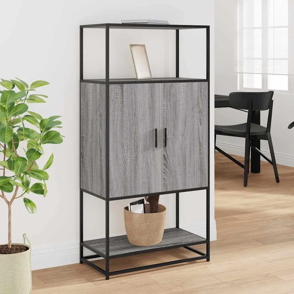 Highboard Grey Sonoma Κατασκευασμένο ξύλο και μέταλλο - Γκρι