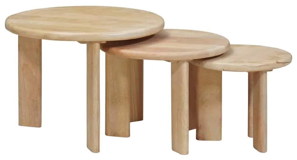 vidaXL Τραπεζάκια Καφέ Στερεών 3 pcs Μαύρο Στερεό ξύλο μάνγκο