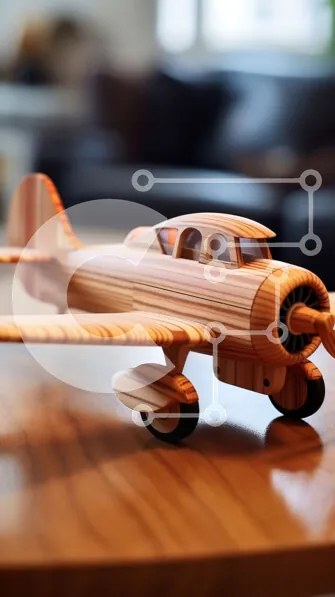 Intra Συλλεκτικό Ξύλινο Παζλ Plywood  4mm - Ξύλινο μοντέλο αεροπλάνου σε ξύλινο τραπέζι Σε Ξύλινο Κουτί - Διαστάσεις: 10x10 cm – 25 κομμάτια