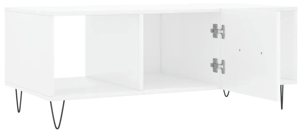 vidaXL Τραπεζάκι Σαλονιού Γυαλ. Λευκό 102x50x40 εκ. Επεξεργ. Ξύλο