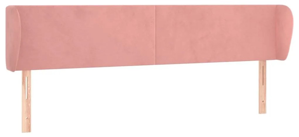 Κεφαλάρι με Πτερύγια Ροζ 183x23x78/88 εκ. Βελούδινο - Ροζ