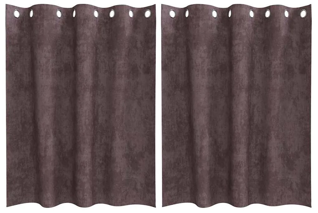 vidaXL Κουρτίνα με κουρτίνες 2 pcs Καφέ 140 x 140 cm Βελούδο