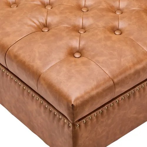 VEVOR 31 in Square Leather Ottoman with Storage Coffee Table for Living Room