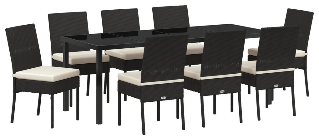 vidaXL Σετ 9 Τεμαχίων DINING Κήπου  Μαύρο Πολυρατάν
