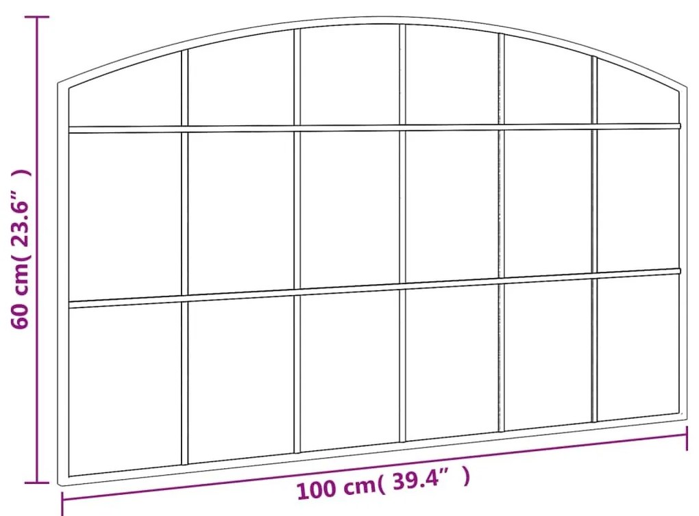 Καθρέφτης Τοίχου Αψίδα Μαύρος 100 x 60 εκ. από Σίδερο - Μαύρο