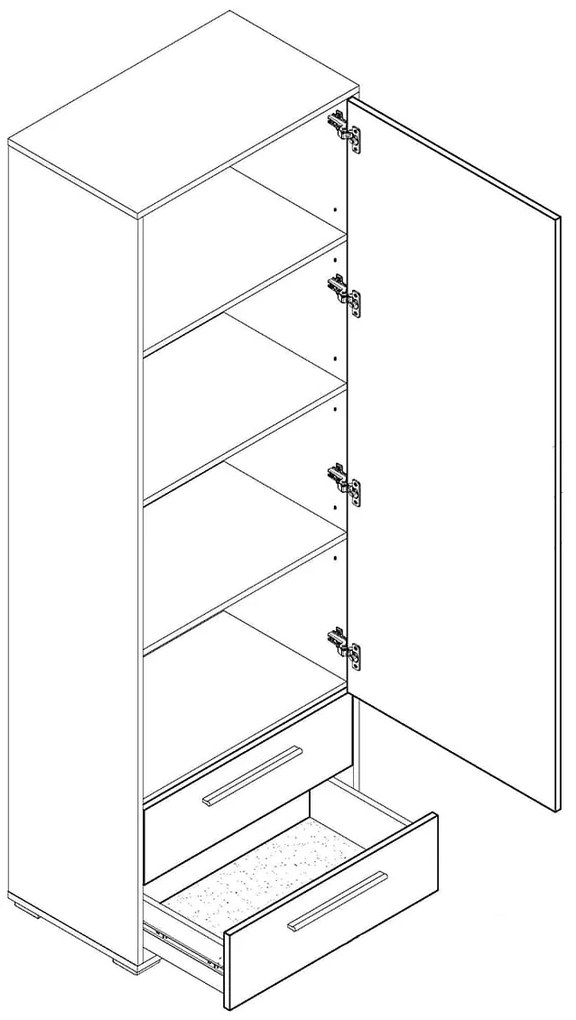 Μονόφυλλη Ντουλάπα PIXIE Φυσικό-Λευκό 65x38.3x195cm