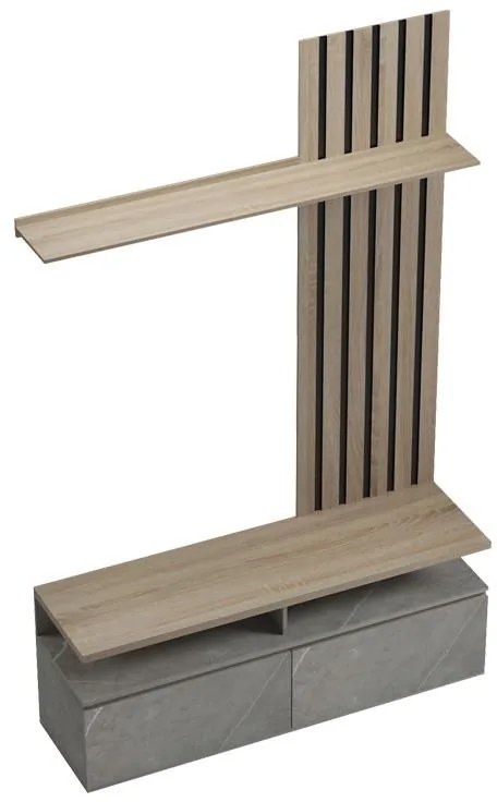 Σύνθετο σαλονιού Perlento σε μπεζ μαρμάρου με sonoma απόχρωση 140x41x219.5εκ 14x41x219.5 εκ.