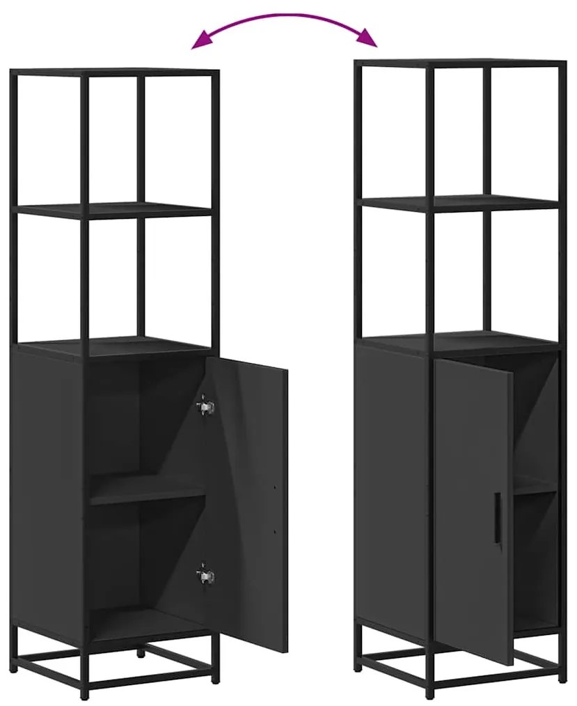 Highboard Μαύρο 35,5x35x139 cm Κατασκευασμένο ξύλο και μέταλλο - Μαύρο