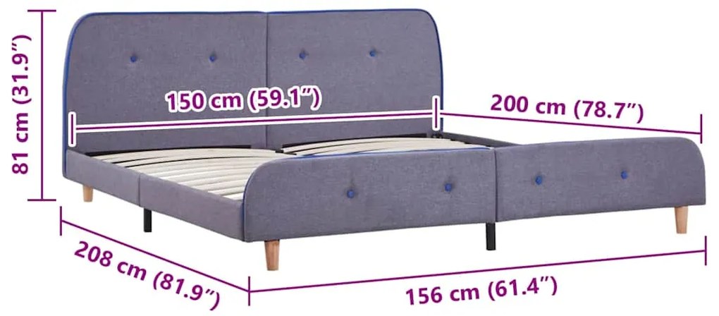 vidaXL Σκελετός Κρεβατιού Χωρίς Στρώμα Αν. Γκρι 150x200 εκ. Υφασμάτινο