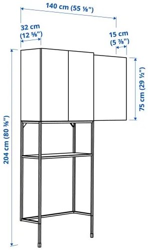ENHET σύνθεση αποθήκευσης για χώρο πλυντήριου, 140x32x204 cm 694.774.67
