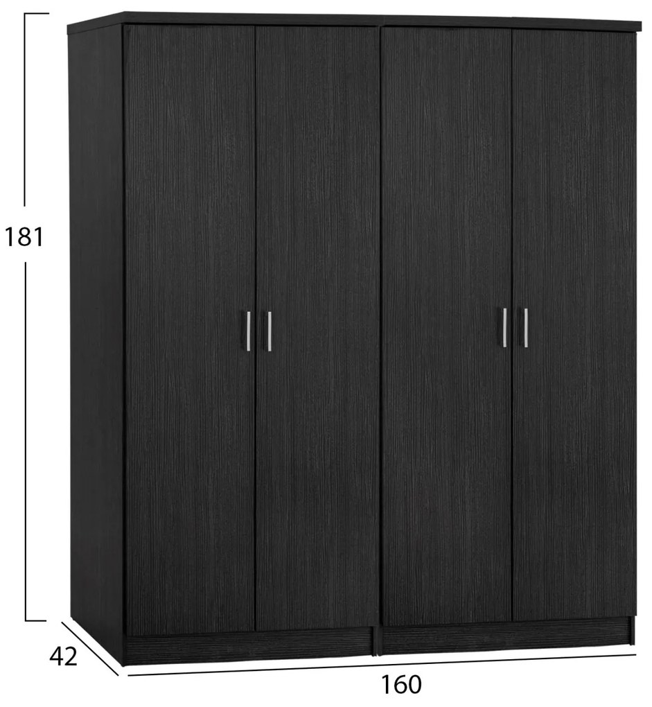Ντουλάπα JENNA Τετράφυλλη Zebrano 160x42x181 εκ. 160x42x181 εκ.