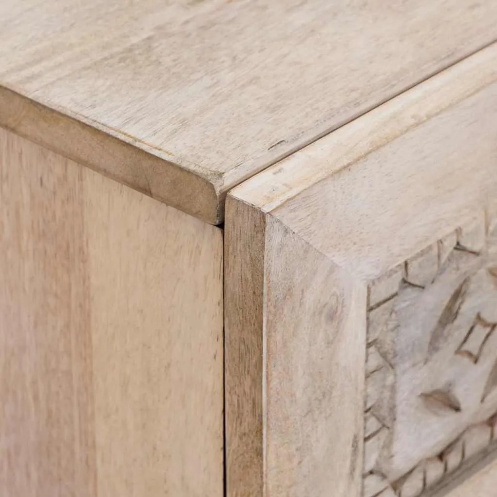 vidaXL Κομοδίνο με συρτάρι Μπεζ 50 x 33 x 60 εκ Μασίφ ξύλο μάνγκο