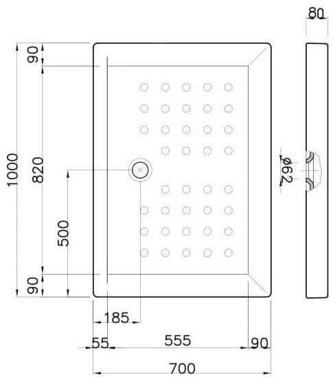 Ντουζιέρα SANITANA Julieta παραλληλόγραμμη-100 x 80 εκ.