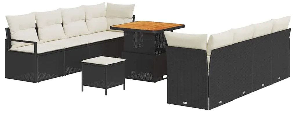 vidaXL Σετ Καναπέ Κήπου με μαξιλάρι 11 pcs Μαύρο Πολυ ράταν