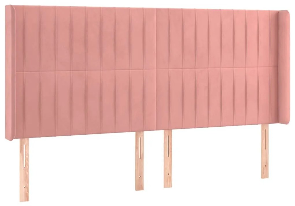 Κεφαλάρι με Πτερύγια Ροζ 163x16x118/128 εκ. Βελούδινο - Ροζ
