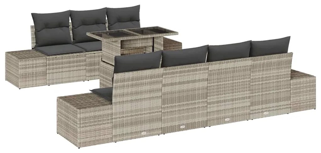 vidaXL Σετ Καναπέ Κήπου 8 pcs Ανοιχτό γκρι 100 x 55 x 73 εκ.