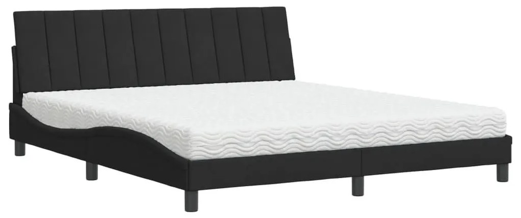 Κρεβάτι με Στρώμα Μαύρο 180x200 εκ. Βελούδινο - Μαύρο