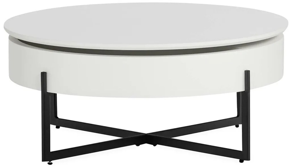 Πολυμορφικό τραπέζι σαλονιού Charleston 257, Μαύρο ματ, Ματ άσπρο, 37cm, 19 kg, Ινοσανίδες μέσης πυκνότητας, Στρόγγυλος | Epipla1.gr