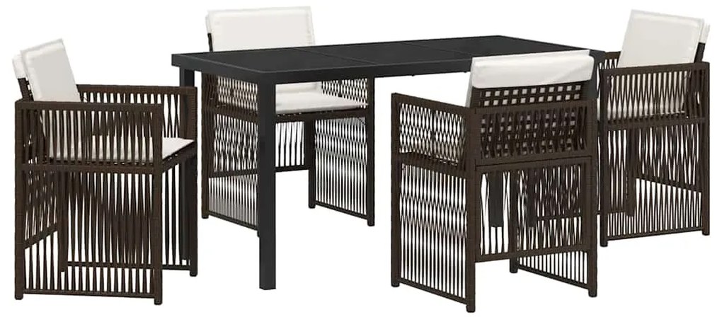vidaXL Σέτ φαγητού για κήπο 5 pcs Καφέ Πολυ ράταν