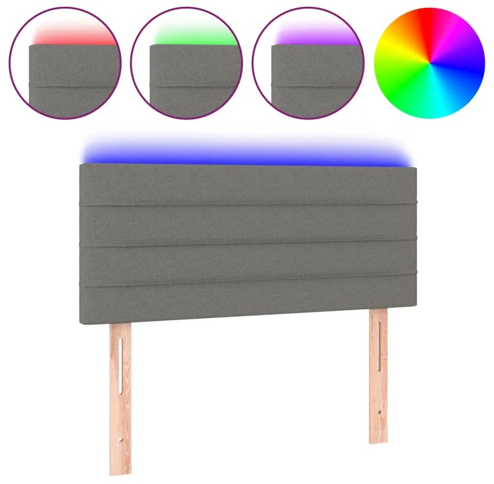 vidaXL Κεφαλάρι Κρεβατιού LED Σκούρο Γκρι 100x5x78/88 εκ. Υφασμάτινο