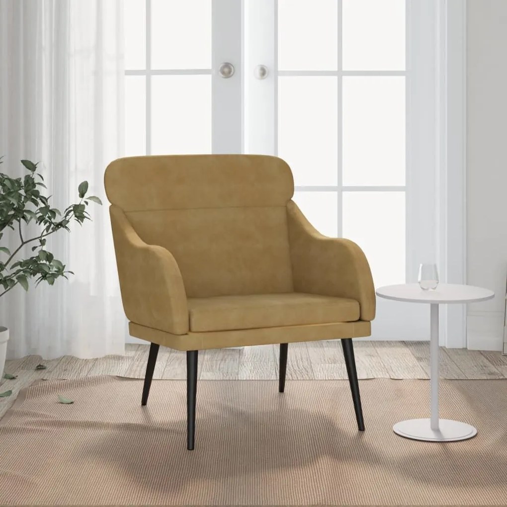 Πολυθρόνα Καφέ 63x76x80 εκ. Βελούδινη 351442