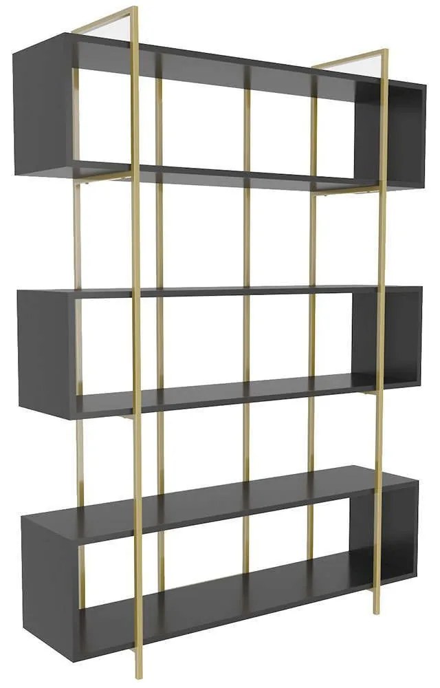 Βιβλιοθήκη Bruti 875ZNA4509 120x29,6x180cm Anthracite-Gold