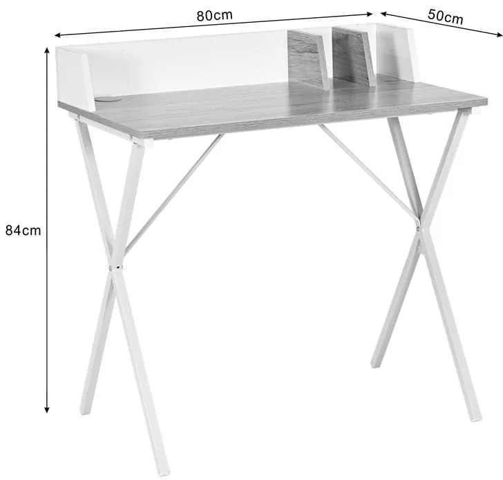 Γραφείο Zervan σε Oak με Λευκό Μεταλλικό Πόδι 80x50x84 εκ. 80x50x84 εκ.