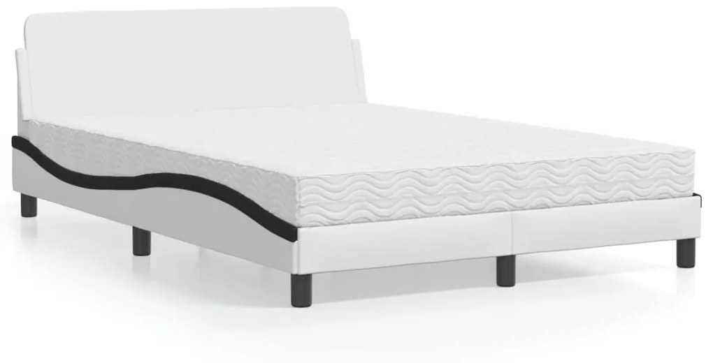 Κρεβάτι με Στρώμα Dover Λευκό και Μαύρο 120 x 200 εκ. Συνθετικό Δέρμα