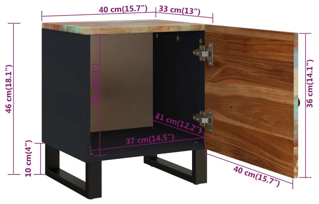 ΚΟΜΟΔΙΝΟ 40 X 33 X 46 ΕΚ. ΑΠΟ ΜΑΣΙΦ ΑΝΑΚΥΚΛΩΜΕΝΟ ΞΥΛΟ 345212