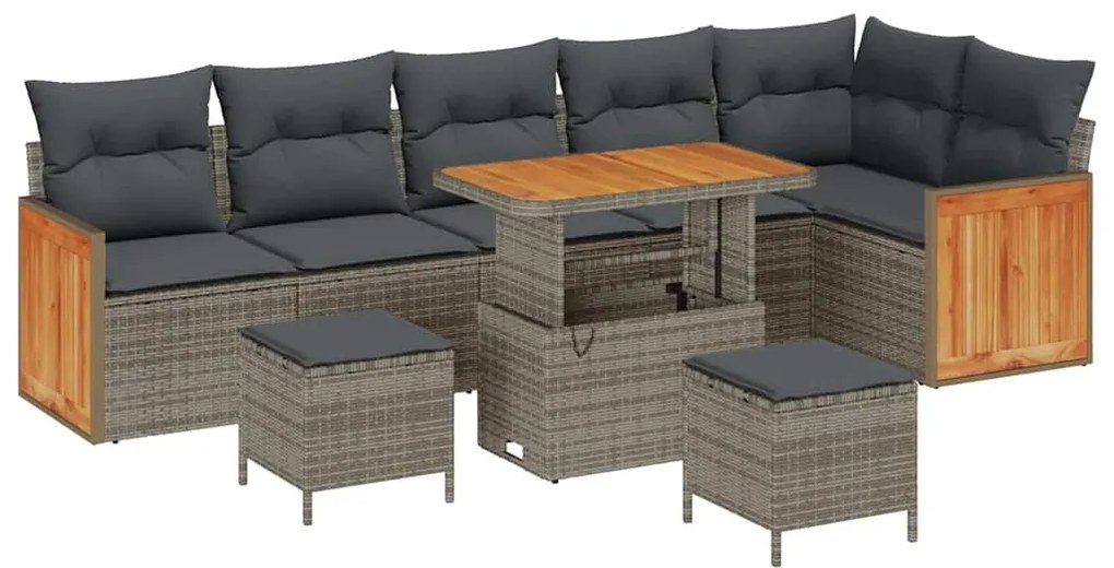vidaXL Σετ Καναπέ Κήπου 9 pcs Γκρι, Σκούρο γκρι 90 x 55 x 71 cm