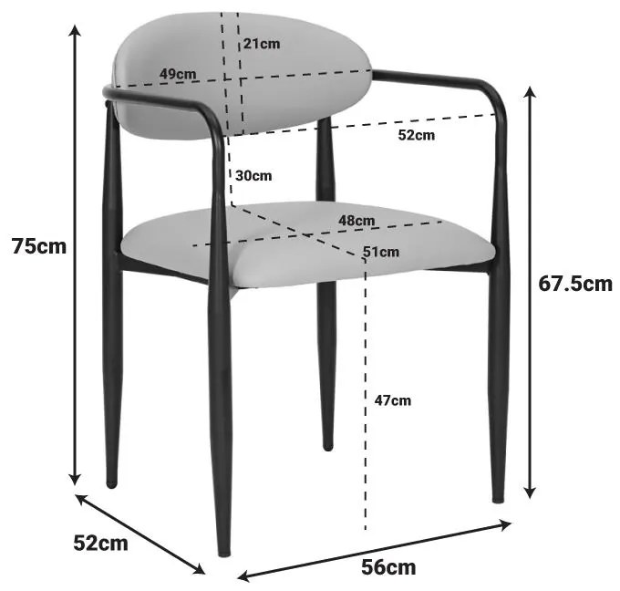 Καρέκλα Πολυθρόνα Kalone pu σε μαύρη απόχρωση 56x55x78εκ 2αδα 56x55x78 εκ.