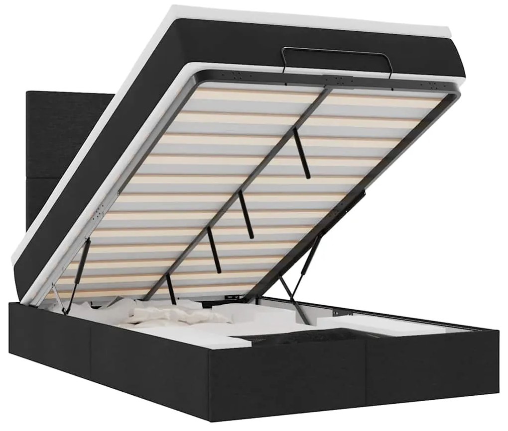 Οθωμανικό κρεβάτι με στρώμα & LEDs Μαύρο 120x190 cm Ύφασμα 3313908