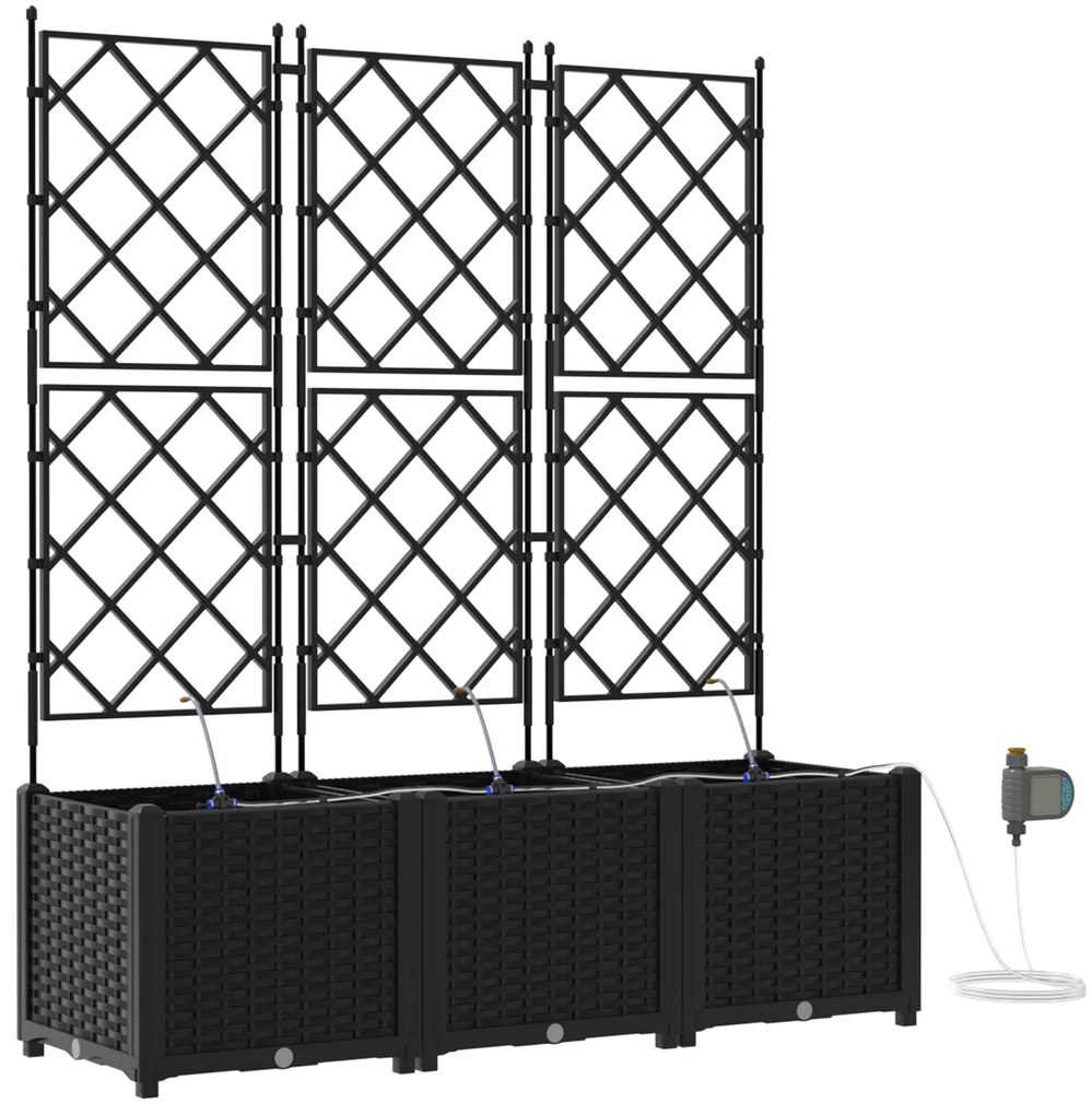 vidaXL Γλάστρες Κήπου 1 τεμ Καφασωτό Μαύρο 120 x 40 x 142 cm Πλαστικό